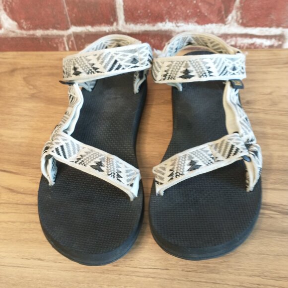 Teva Sandals Womens Size 7 Original Universal Off White Black Grey Adjustable - Picture 3 of 6